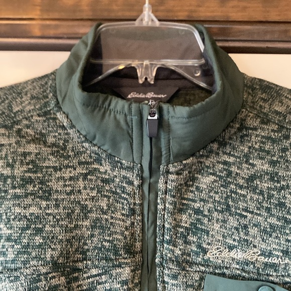 NWT Men's Medium Eddie Bauer Fleece Green Quarter Zip Classic Sweater (ABBA) - Picture 7 of 16